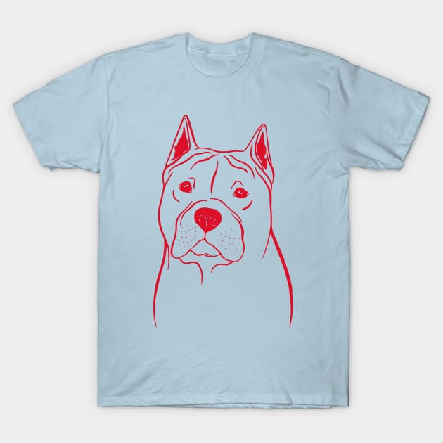 American Staffordshire Terrier (Blue and Red) T-Shirt by illucalliart